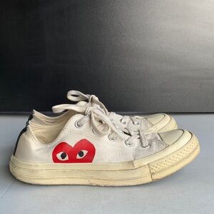 Converse x‎ Comme des Garçons Low Top Sneakers Women’s 6 White Play CDG Worn